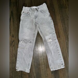 Zara boys Light Gray distressed Relaxed Jeans Size 7